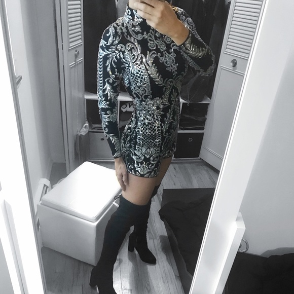 LAST 1▪️Sequin Black Silver Party Romper - Picture 2 of 8